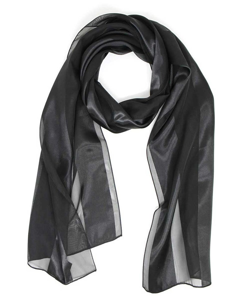SERENITA Scarfs for women | lightweight soft silky scarves | 60" long satin chiffon stripe solid color neckerchief - Image 4